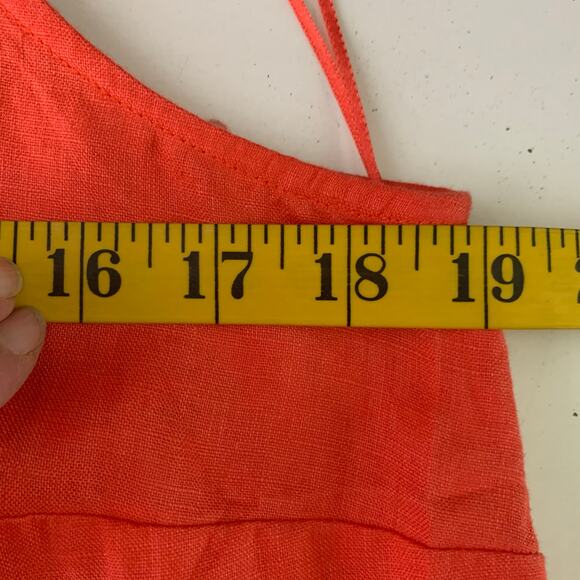 SIGRED OLSEN Dress Medium Linen Halter Peek A Boo Back Side Slits High Low Hem - Picture 13 of 14